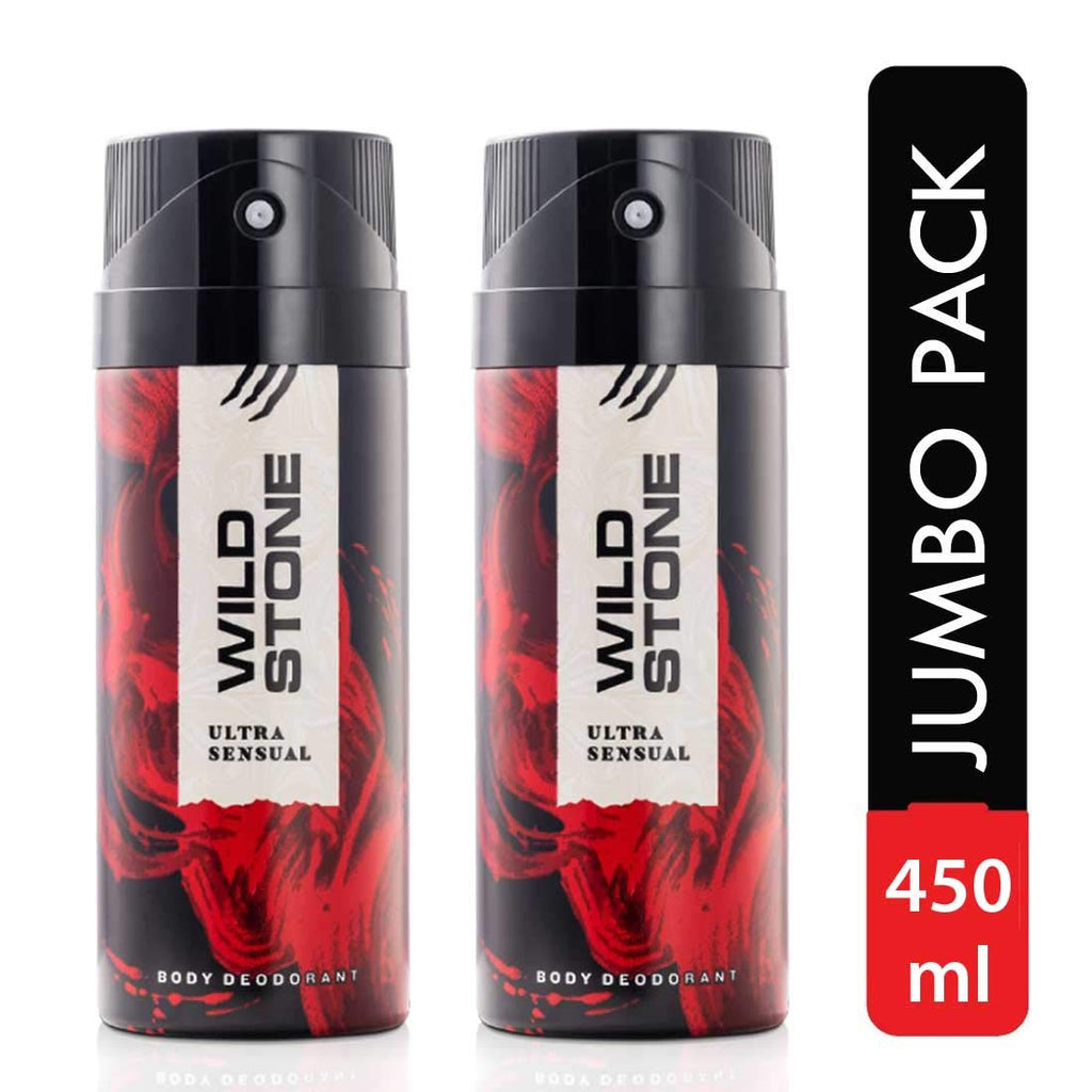 Wild Stone Ultra Sensual Long Lasting Spray Deodorant For Men, Pack Of 2 (225Ml Each)