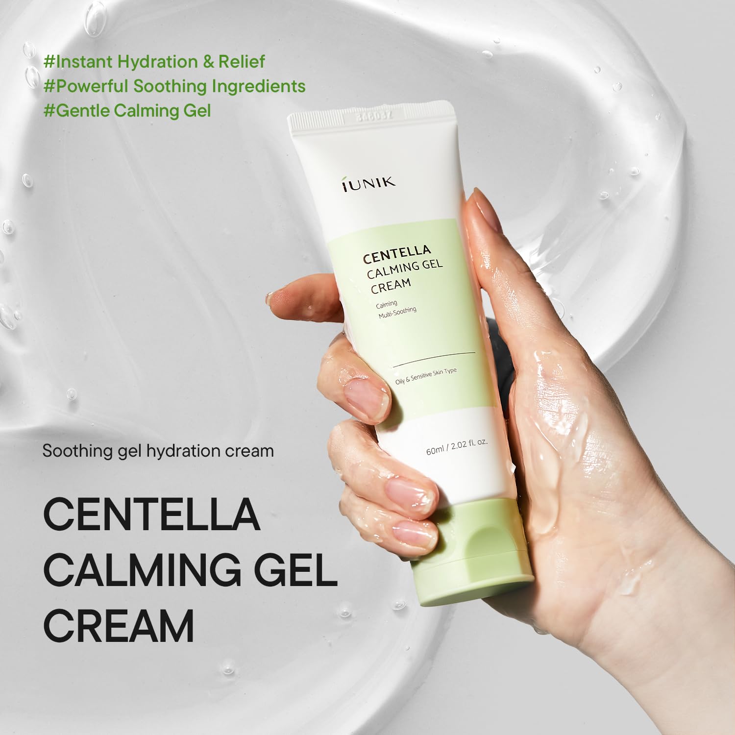 iUNIK Centella Calming Gel Cream Vegan Non-Sticky Face Moisturizer Acne-Prone Sensitive Oily Dry Skin Hydrating Plant-Based - Centella 70% Tea Tree Water 10% Rosacea Breakout Blemish Korean Skincare