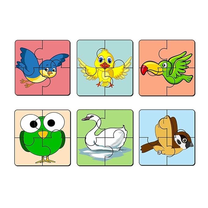 Artvibes Birds Wooden Jigsaw Puzzle Games for Children & Kids Age 2-5 | 4 Pieces Puzzles | Toddler's Wooden Puzzle | Set of 6