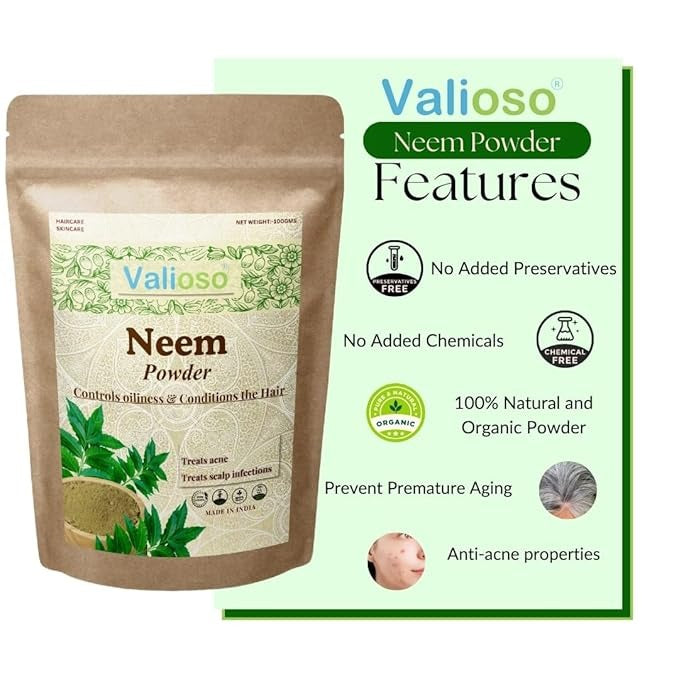 Valioso Natural Neem Powder Ideal for Face pack and Hair - 100 gms (Pack of 2)