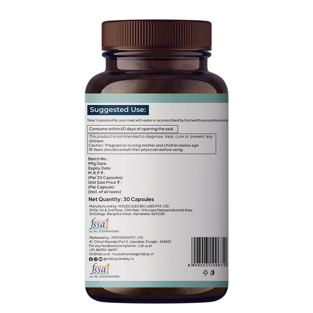 Miduty Liposomal NMN Supplement | Increase Energy levels, Metabolism & Longevity | Nicotinamide Mononucleotide for Anti-Aging, NAD+ Support & Cellular Health | NMN Capsules with Resveratrol | 30 Count