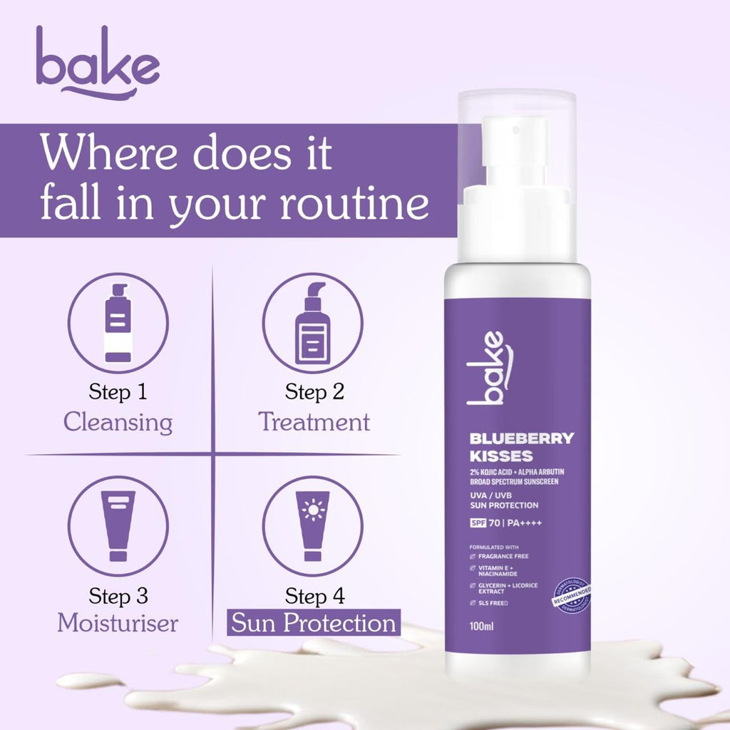 BAKE 100% Mineral Water Resistant Sunscreen SPF 70 PA+++ with 2% Kojic Acid, Alpha Arbutin & Niacinamide for Pigmentation, Dark Spots & Tan Removal | Broad Spectrum Sunscreen | Anti-Pigmentation, No Whitecast & Lightweight | 100g