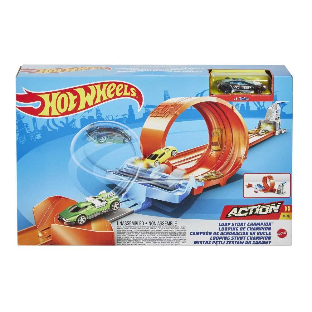 Hot Wheels Loop Stunt Champion Track Set with Dual Track Loop Dual Launch