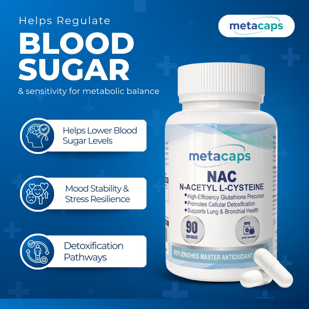 MetaCaps Pure NAC (N-Acetyl L-Cysteine) 600mg – 90 Veg Capsules | High-Bioavailability Precursor to Glutathione | Advanced Detox, Liver & Lung Support | Powerful Cellular Antioxidant | Non-GMO & Vegan