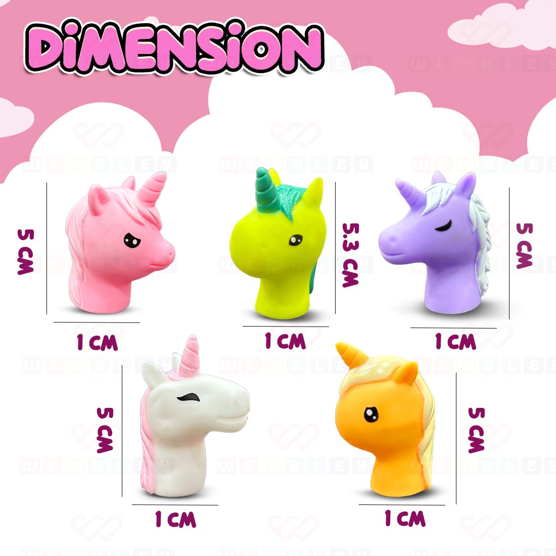 Wembley Unicorn 5 Pc Finger Puppets for Kids Soft & Squishy Educational Toy Set