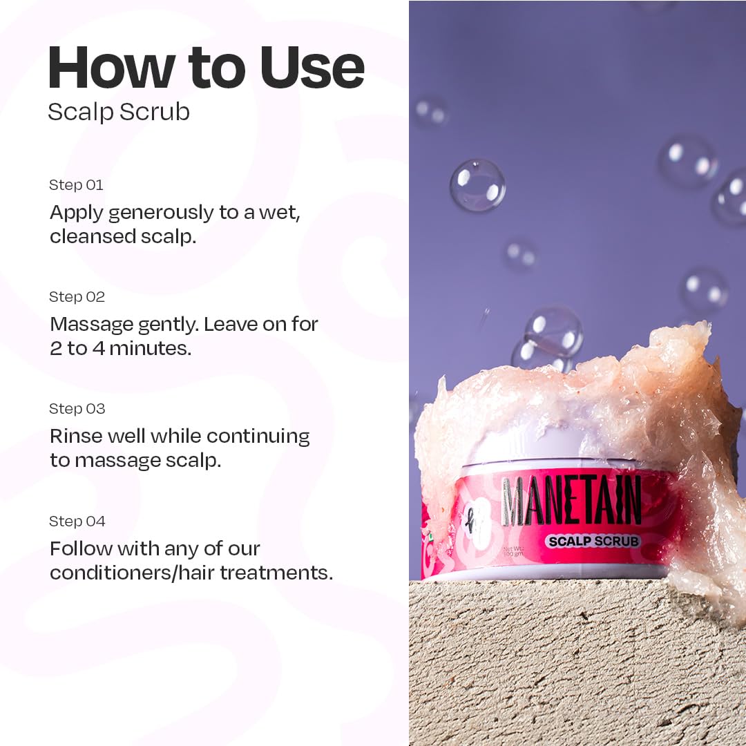 Manetain Scalp Scrub 100gm | Purifying Hair & Scalp Exfoliator for Dandruff, Dry Scalp & Build‑Up | Deep‑Clean Hair Scrub with Himalayan Salt, Cactus & Willow Bark | Vegan & Cruelty‑Free