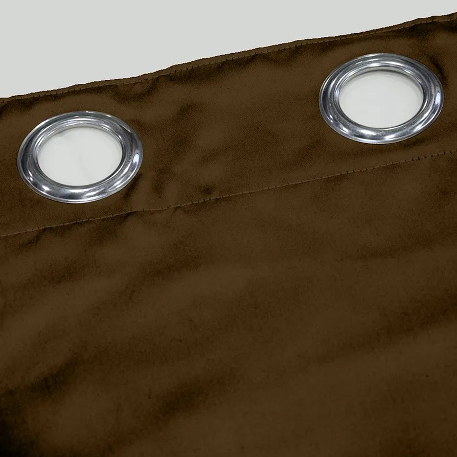 Divine Casa Premium Micro Satin Semi Blackout Door Curtains Solid Design Size 7 Feet Elegant Look & Light Control Colour Golden Brown (Pack of 2)