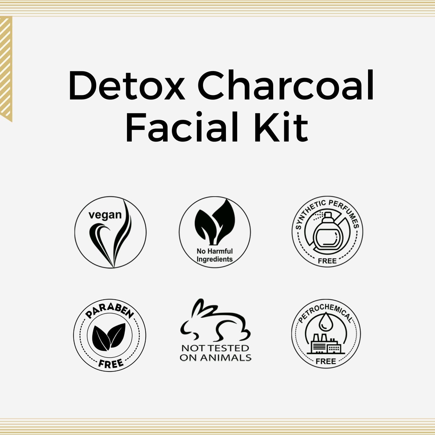 Aroma Treasures Detox Charcoal Facial Kit | Deep Pore Purifying 6-Step Home Facial | Removes Impurities, Excess Oil & Tan | Brightening, Clarifying & Instant Glow Facial for All Skin Types – 43g/ml