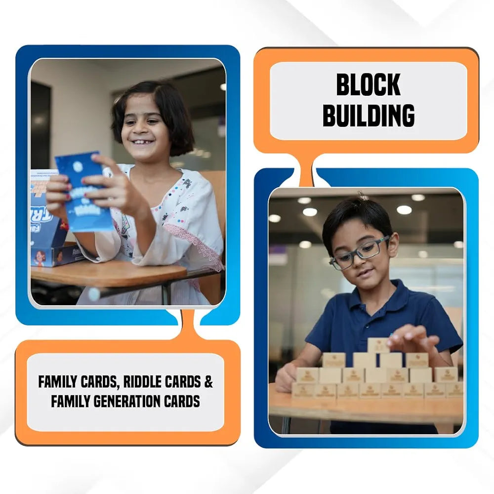 PW Montessori Toy Family Tree Game Kit for Kids Ages 4, 5, 6, 7, 8, 9, 10 Years with Clue Cards