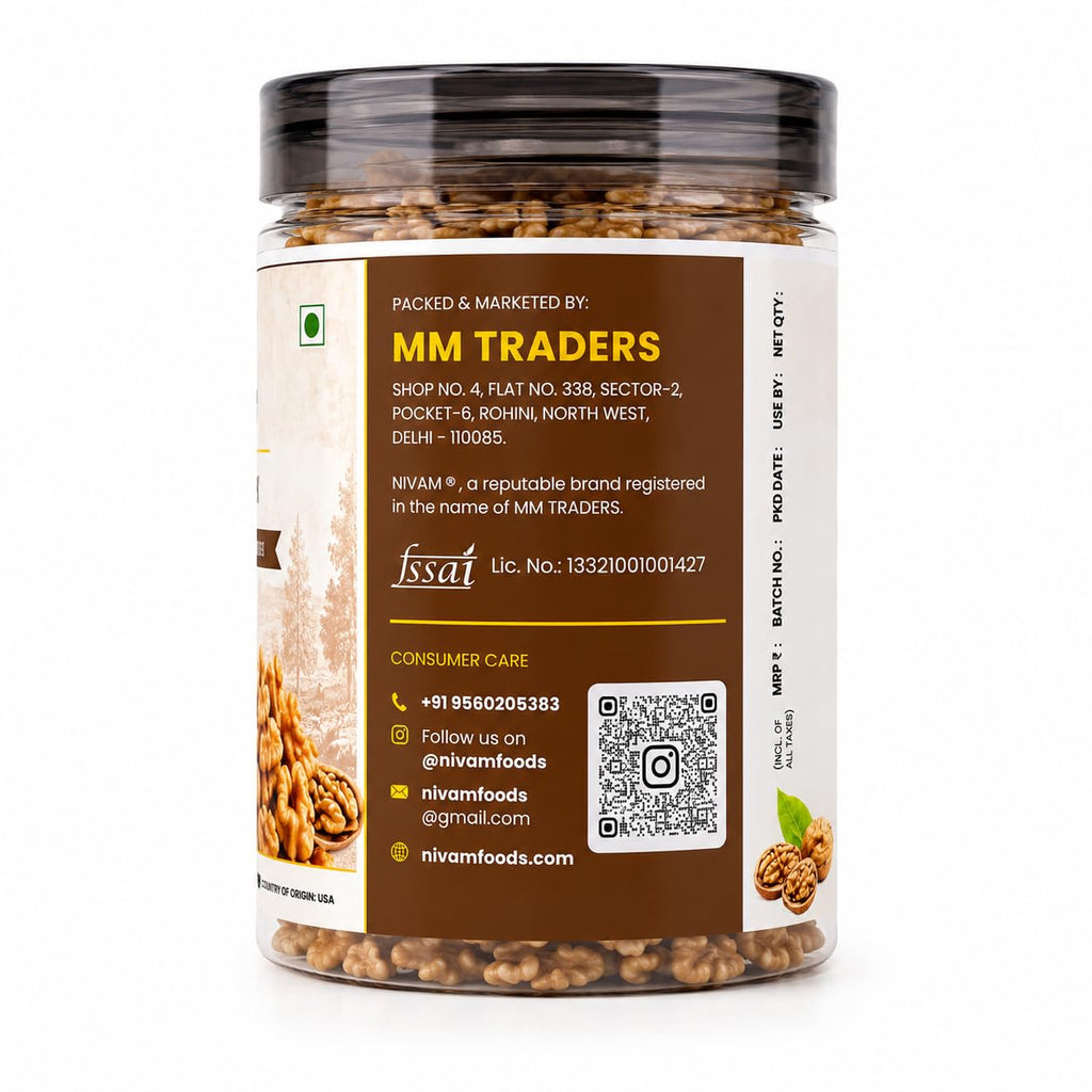 NIVAM Premium Chile Walnuts kernals Without Shell | Akhrot Giri 200gm | Healthy Fats | Protein Rich | Breakfast Snack Vegan | Gluten Free | Omega-3 Rich | Antioxidants | Supports Heart & Brain