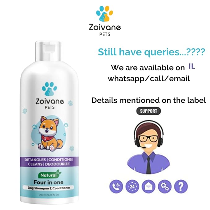 Zoivane Dog Shampoo - 500 Milliliter | 4 in 1 Dog Shampoo With Conditioner | Pack of 1