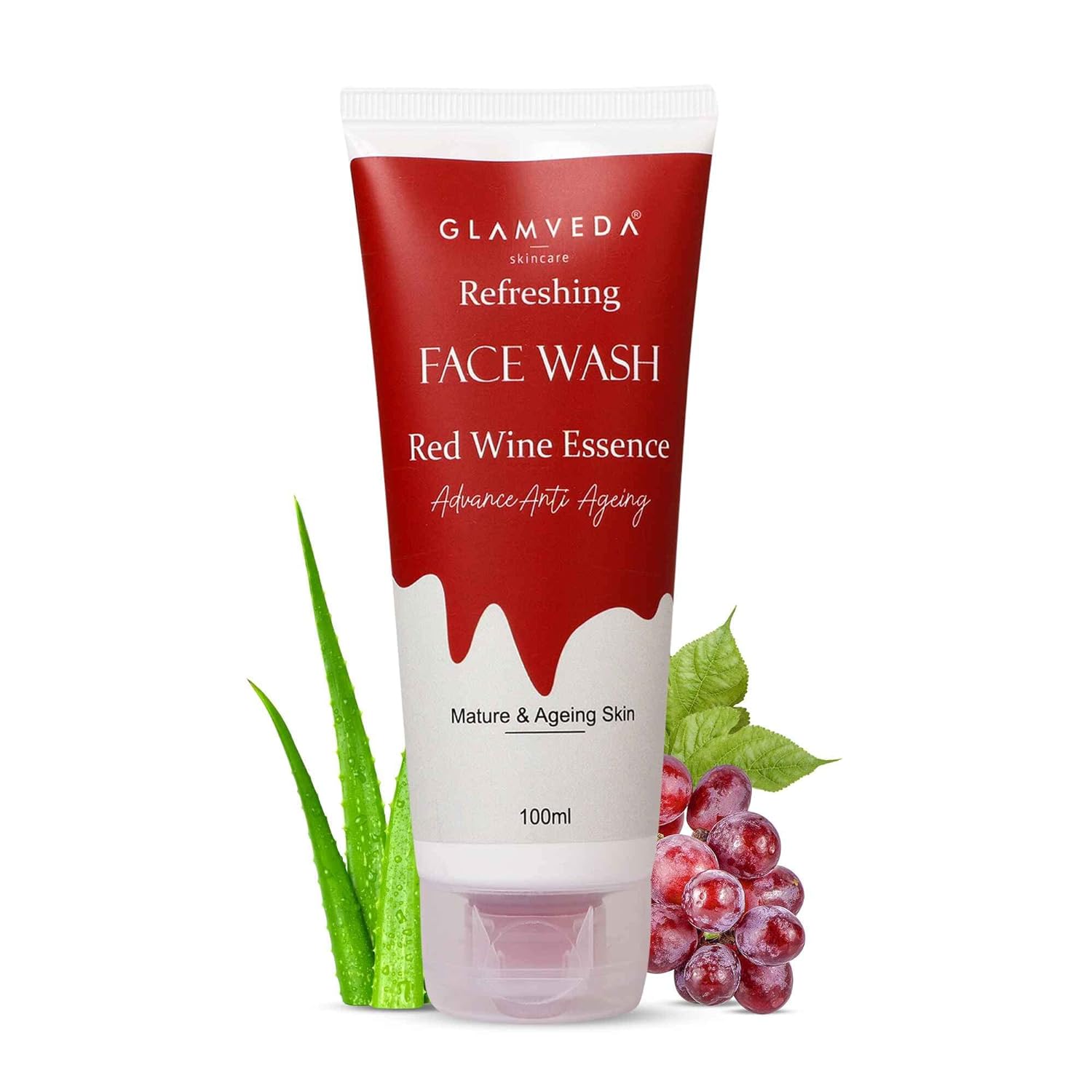 Glamveda Red Wine Advance Anti Ageing Face Wash - 100 ml