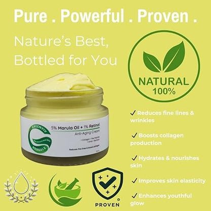 Greenviv 5% Marula Oil + 1% Retinol Anti-Aging Cream Reduces Fine Lines & Wrinkles - 50 ml