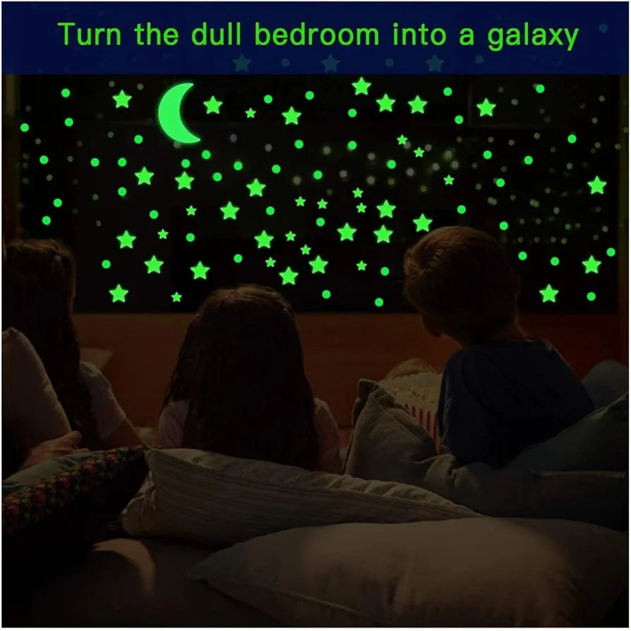 God & God's Small Galaxy of Stars Big Size Moon and 20stars Radium Night Glow Wall Stickers Design 16
