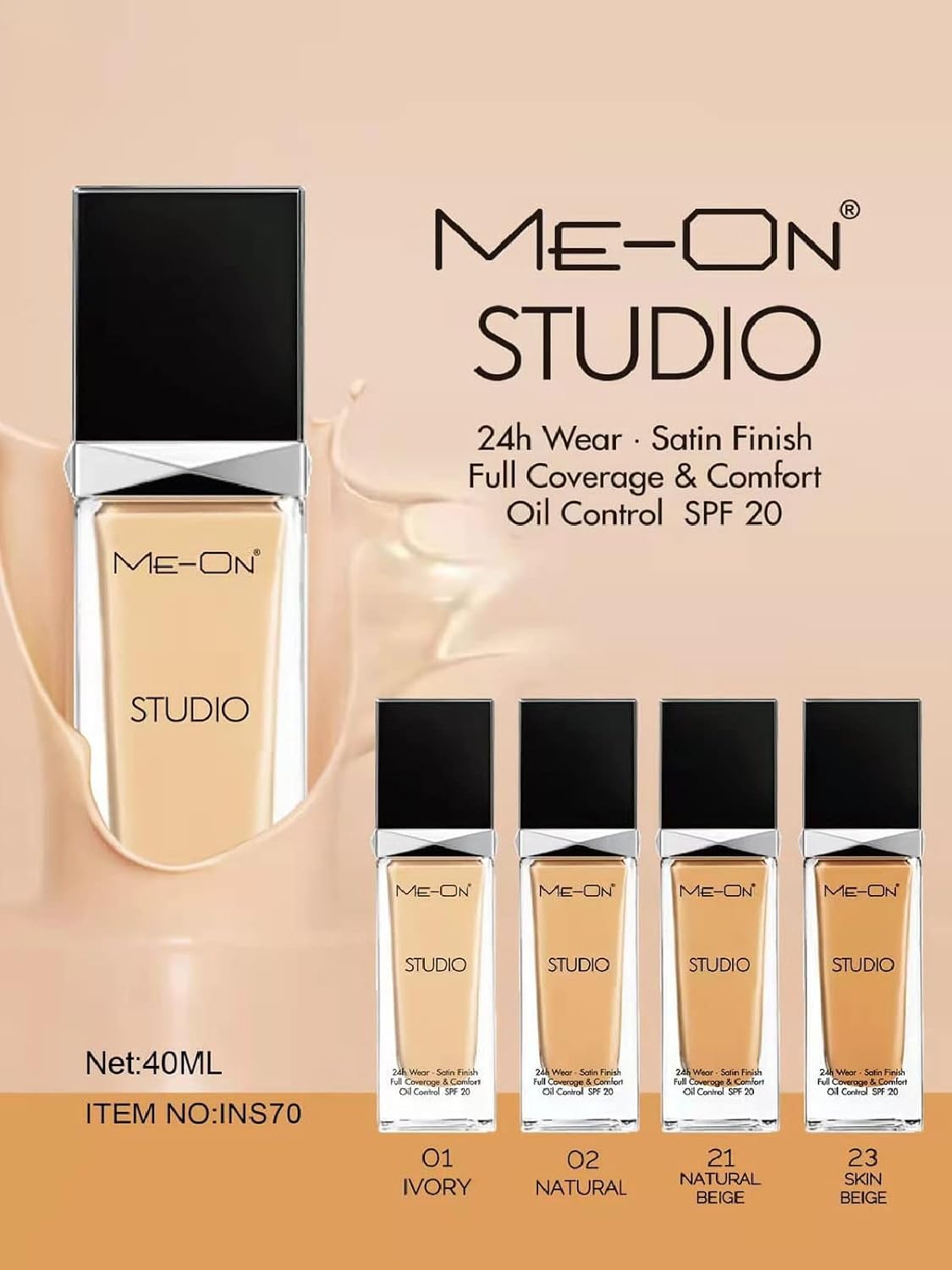 ME-ON Studio Cream Foundation (Shade 21 - Natural Beige) 40ml