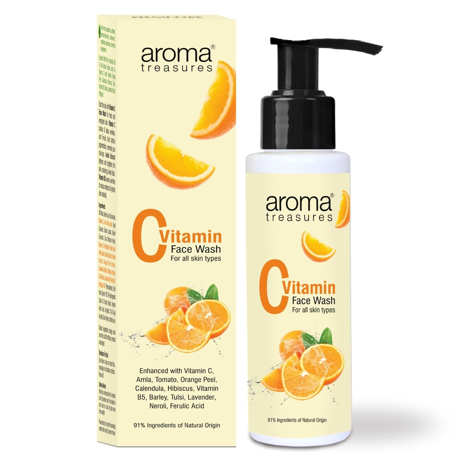 Aroma Treasures Vitamin C Face Wash for Men & Women | Brightening Facewash with Amla, Orange Peel & Ferulic Acid | Anti-Pigmentation, Anti-Ageing & Glow Cleanser – 100ml