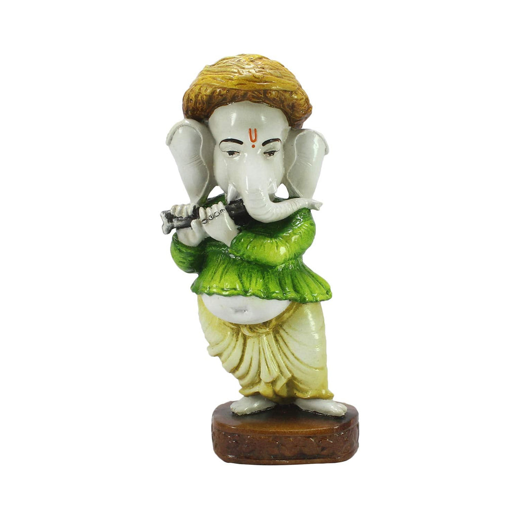 Ecraftindia Lord Ganesha Playing Instrument Statue | Green