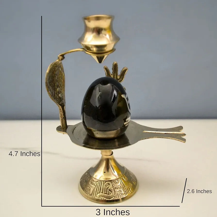 CraftVatika Shivling Idol Brass Sculpture Shiva Shivlingam Puja Abhishek Patra with Trishul and Nag Statue
