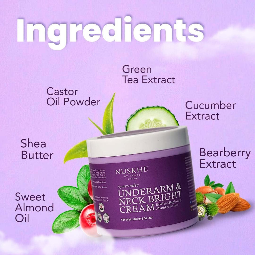 Nuskhe By Paras Underarm and Neck Bright Cream For Men & Women - 100 gms