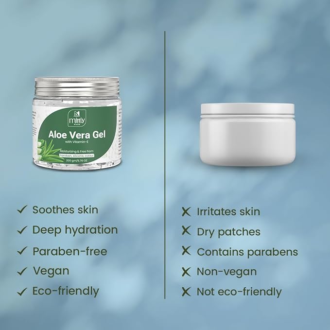 Mittiy Made Aloe Vera Gel Moisturizer for Face & Hair, Aloe Hair Gel for Women & Men - 200 Gms