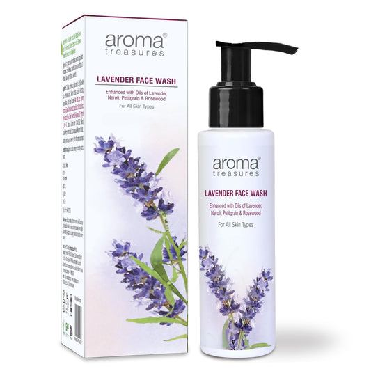 Aroma Treasures Lavender Face Wash for Men & Women | Gentle Daily Cleanser with Neroli, Rosewood & Petitgrain Oils | Acne Control, Oil Balance & Refreshing Glow Facewash – 100ml