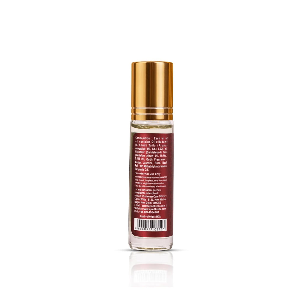Ayouthveda Oudh Ul Noor Ittar | Premium Non-Alcoholic Long Lasting Roll-On Perfume | Unisex Oud Fragrance | Amber, Jasmine & Rose | Pocket-Friendly & Travel Friendly | 10 ml