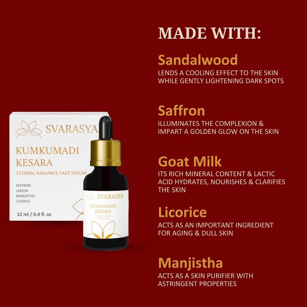 Svarasya Kumkumadi tailam Ayurvedic Anti-Aging Face Serum - 12 ml