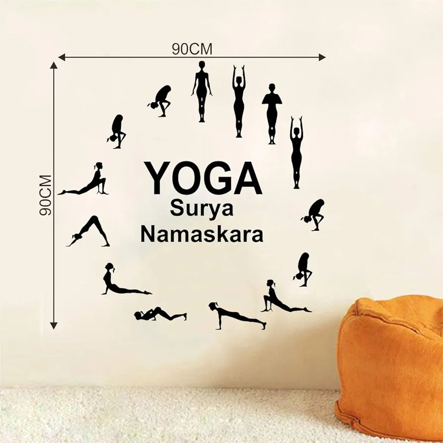 Decal O Decal Surya Namaskara -Yoga Vinyl Wall Stickers-Self-Adhesive