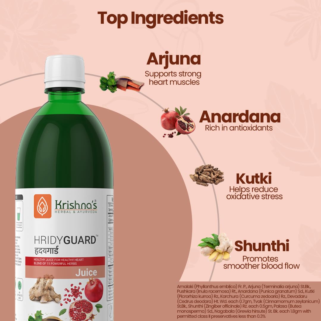 Krishna's Hridyguard Juice â€“ Enriched With 11 herbs - Herbal Extract Drink for Daily Wellness - 1000 ml
