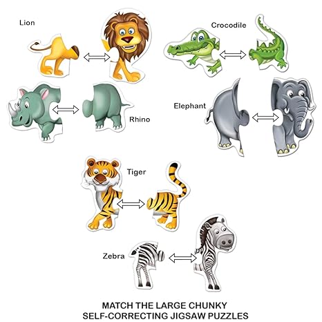 Toykraftt 2 Piece Puzzles For Kids Age Of 2-3 Years Educational Toys My First Jungle Animal