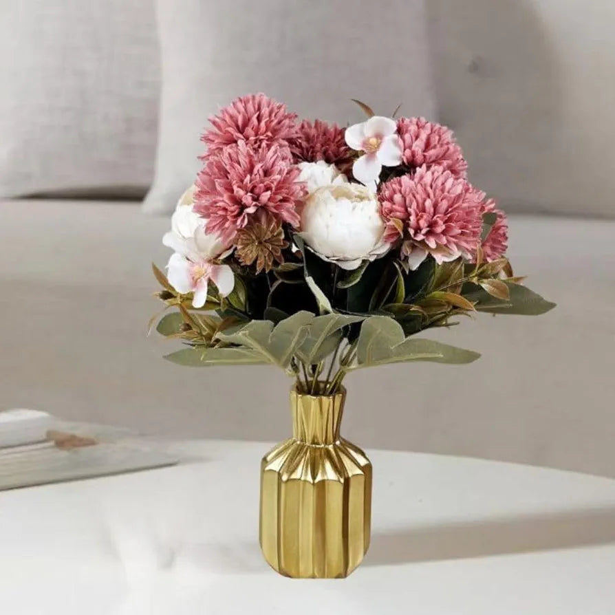 Bunch Artificial Dahlia Peony Flowers Pink