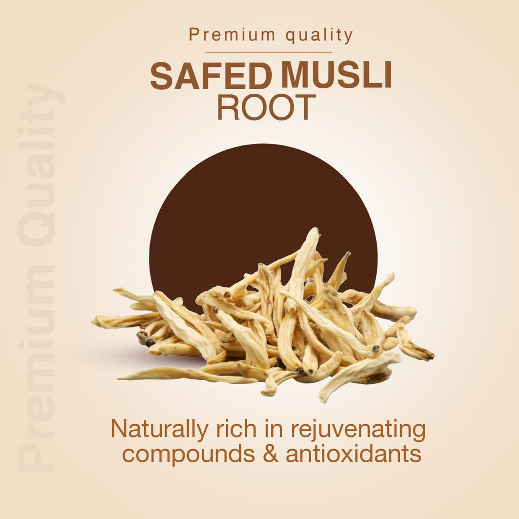 Ayouthveda Safed Musali Powder, Natural Wellness Booster, Asparagus Adscendens Root Extract, for Energy and Vitality, 200g