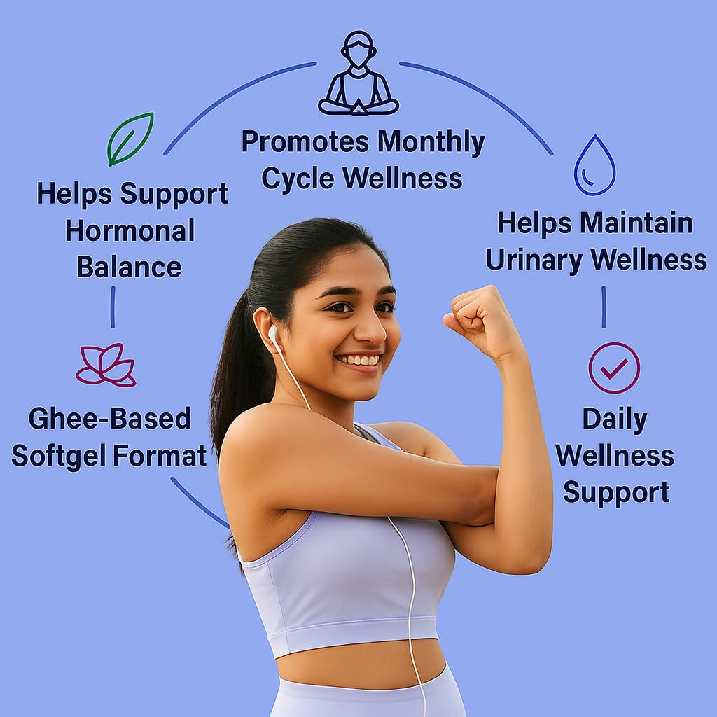 BBETTER GynoUrja Womenâ€™s Wellness | Ayurvedic Shatavari Softgels for Hormonal Balance, Menstrual Cycle & Urinary Health | Natural Supplement â€“ 60 Softgels
