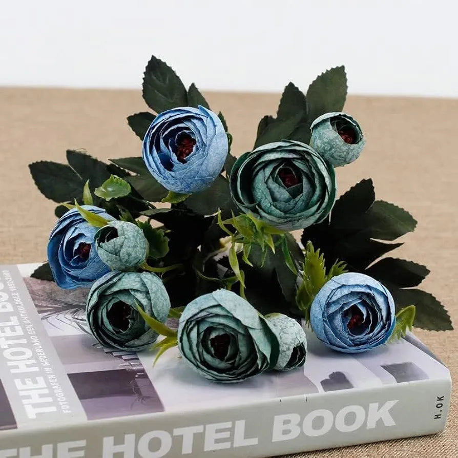 2 Pcs Artificial Rose Flower Sticks Dark Blue