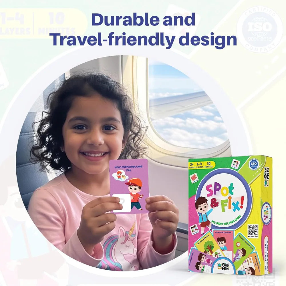 GiniMini Spot & Fix – 80+ Cards & Props Social Emotional Learning Game for Kids 3+ Builds Empathy Communication & Problem-Solving Preschool Educational Toy & Travel-Friendly Gift