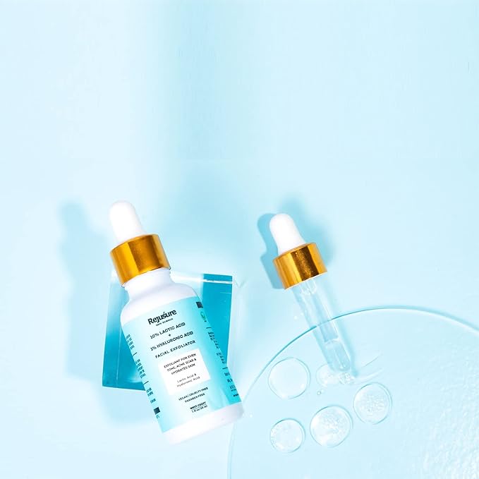 Rejusure Lactic Acid 10% + Hyaluronic Acid 1% Facial Exfoliator - Hydrating and Rejuvenating Serum - 30 Ml