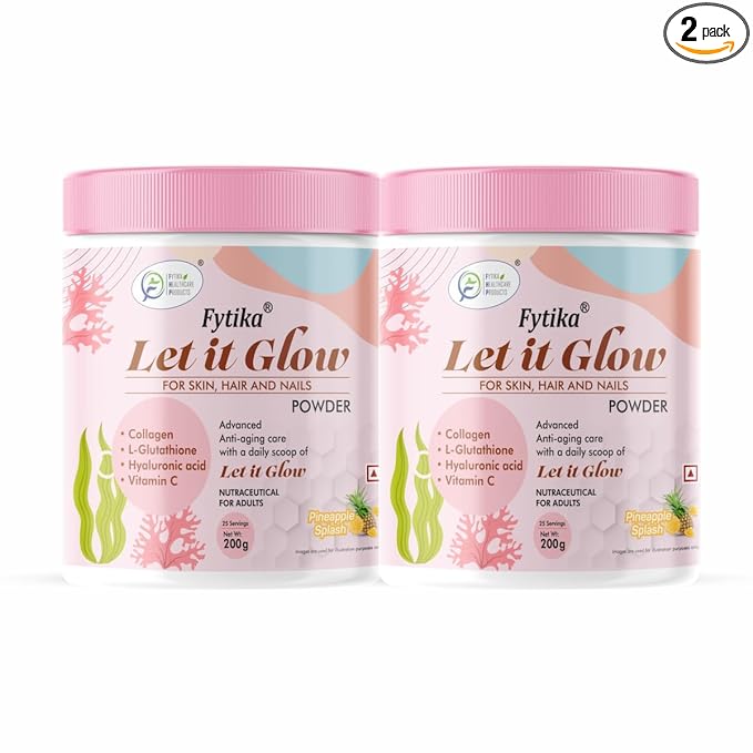 Fytika Let It Glow Collagen Supplement Pineapple Flavor - 50 servings - 200 gms - Pack of 2