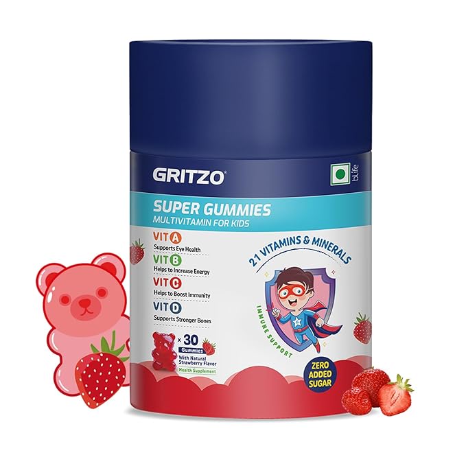 Gritzo Super Gummies Multivitamin for Kids Natural Strawberry Flavour - 30 gummies