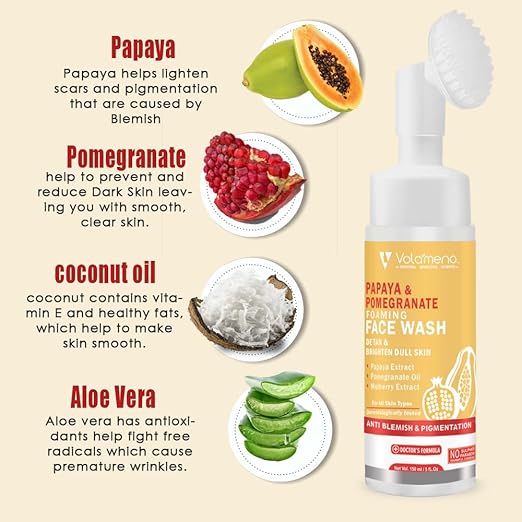 Volamena Papaya & Pomegranate Foaming Face Wash - 150 ml
