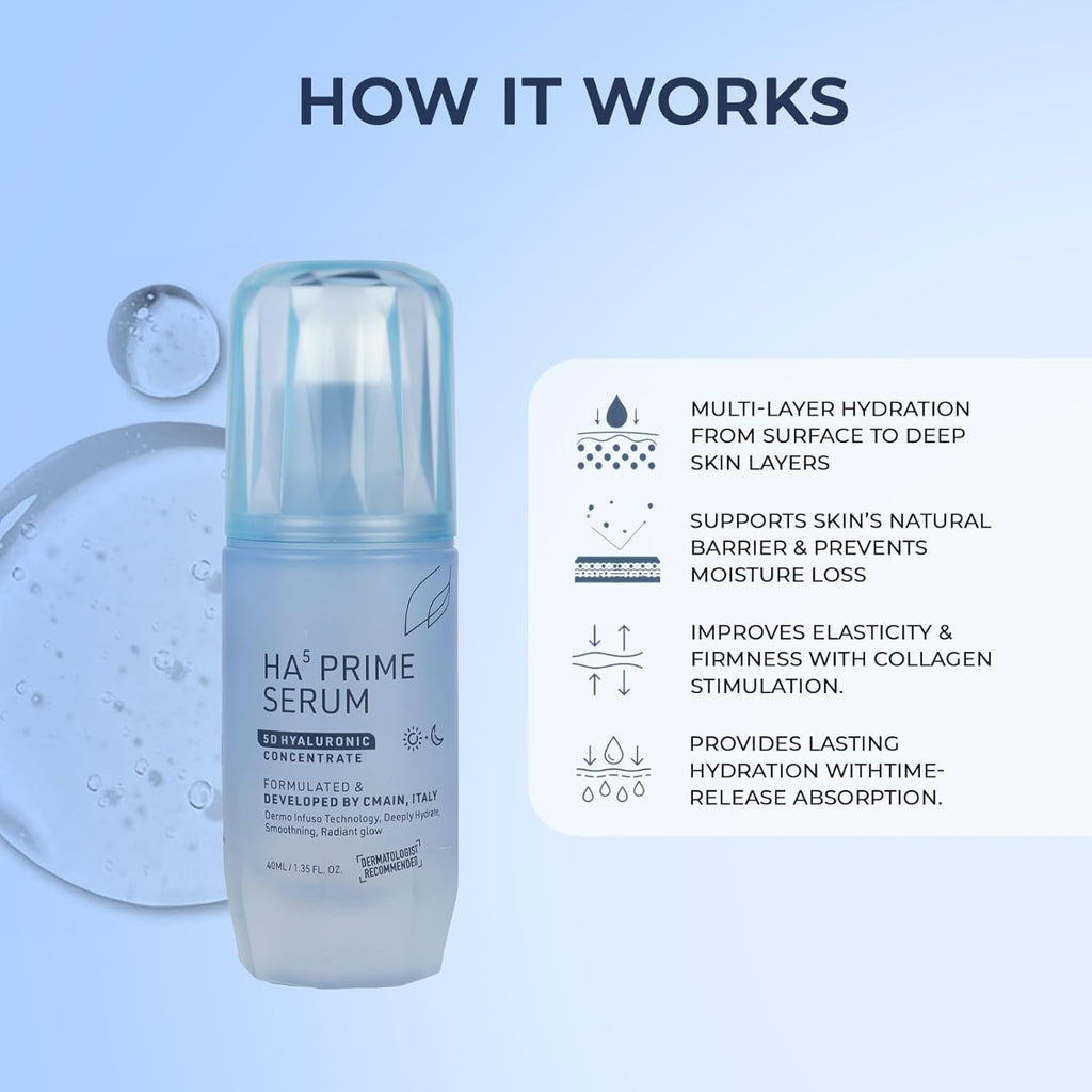 YUDERMA HAâµ Prime Serum With 5D Hyaluronic Concentrate, 40 Ml