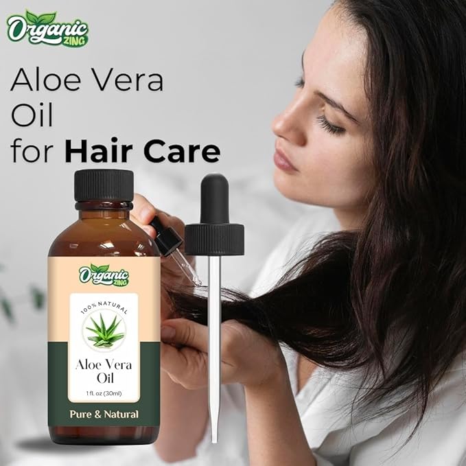 Organic Zing Aloe Vera Oil (Aloe Barbadensis) | Carrier Oil for Skincare, Hair Care & Massage - 30 Ml
