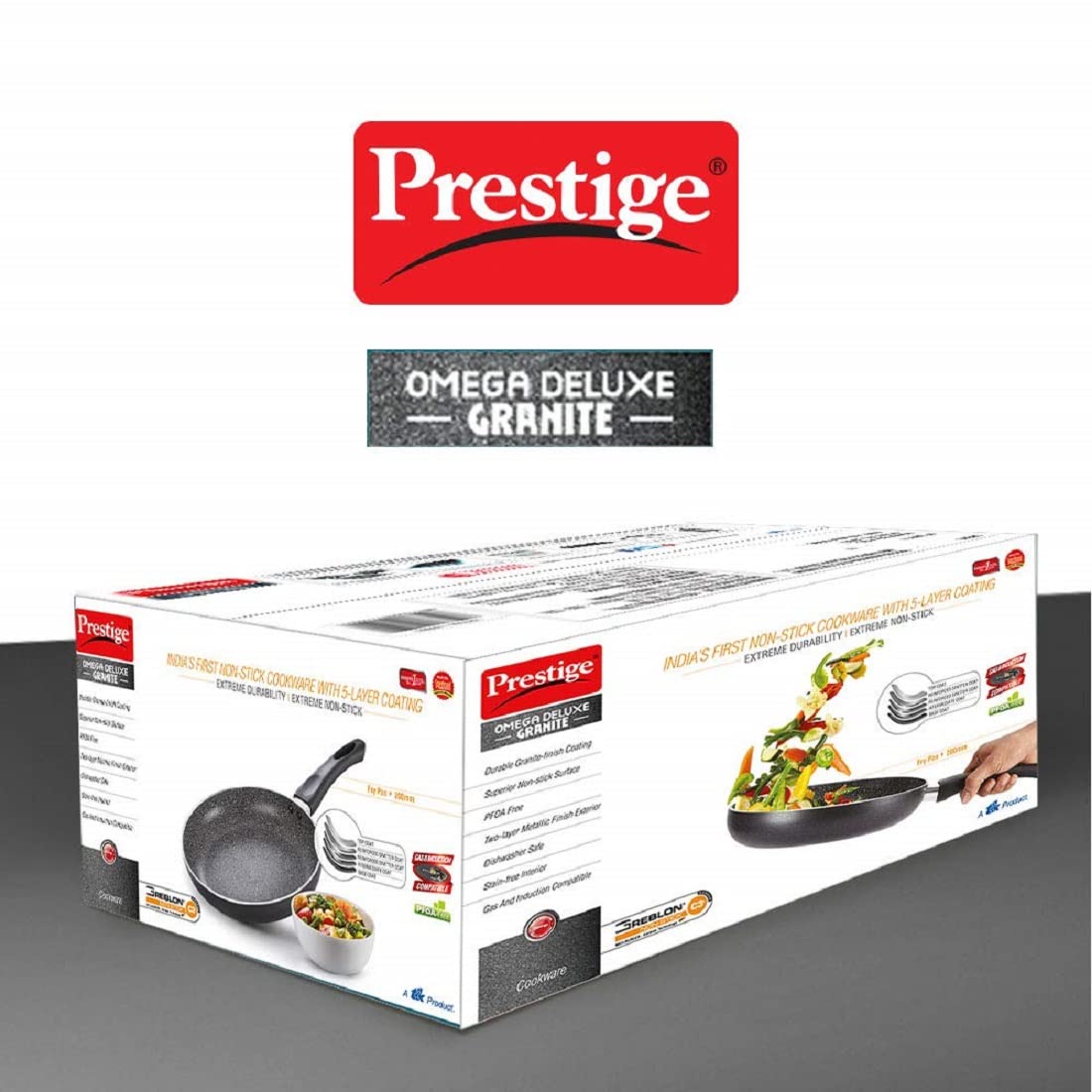 Prestige Omega Deluxe Granite Non-Stick Round Base Fry Pan 28cm - 3L