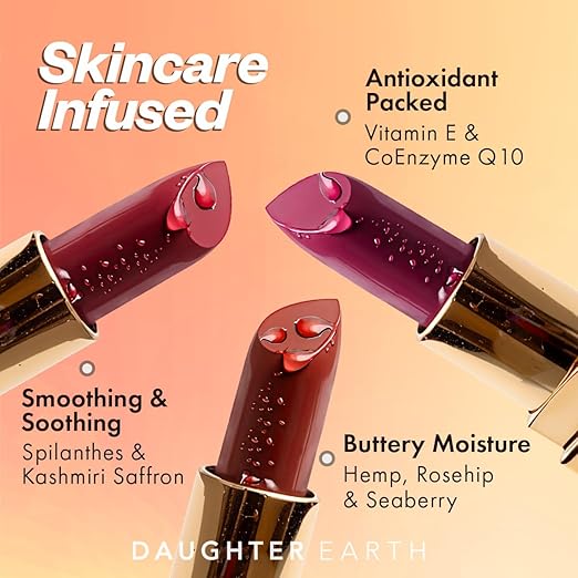 Daughter Earth Oh My Darling 100% Vegan Natural Lipstick, Pigmented Lightweight Lip Color - 4 Gms