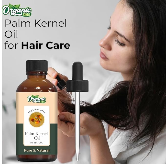 Organic Zing Palm Kernel (Elaeis Guineensis) Oil | Carrier Oil for Skincare & Hair Care - 30 Ml
