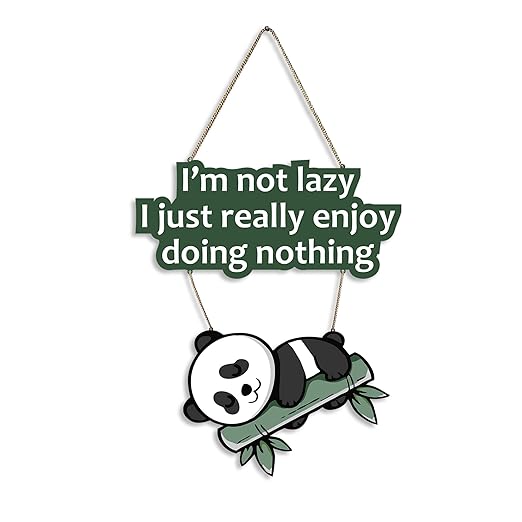 Lazy Panda Printed Wooden Wall Hanging with Quotes (WH_5701N)