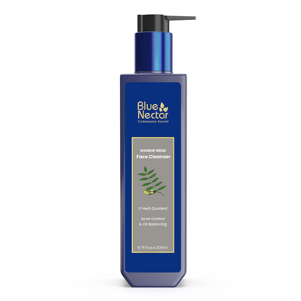 Blue Nectar Honey & Neem Face Wash for Oily & Acne Prone Skin | Natural Cleanser for Acne and Oil Control | Face Wash for Oily Skin with Vitamin C (11 Herbs, 200ml)
