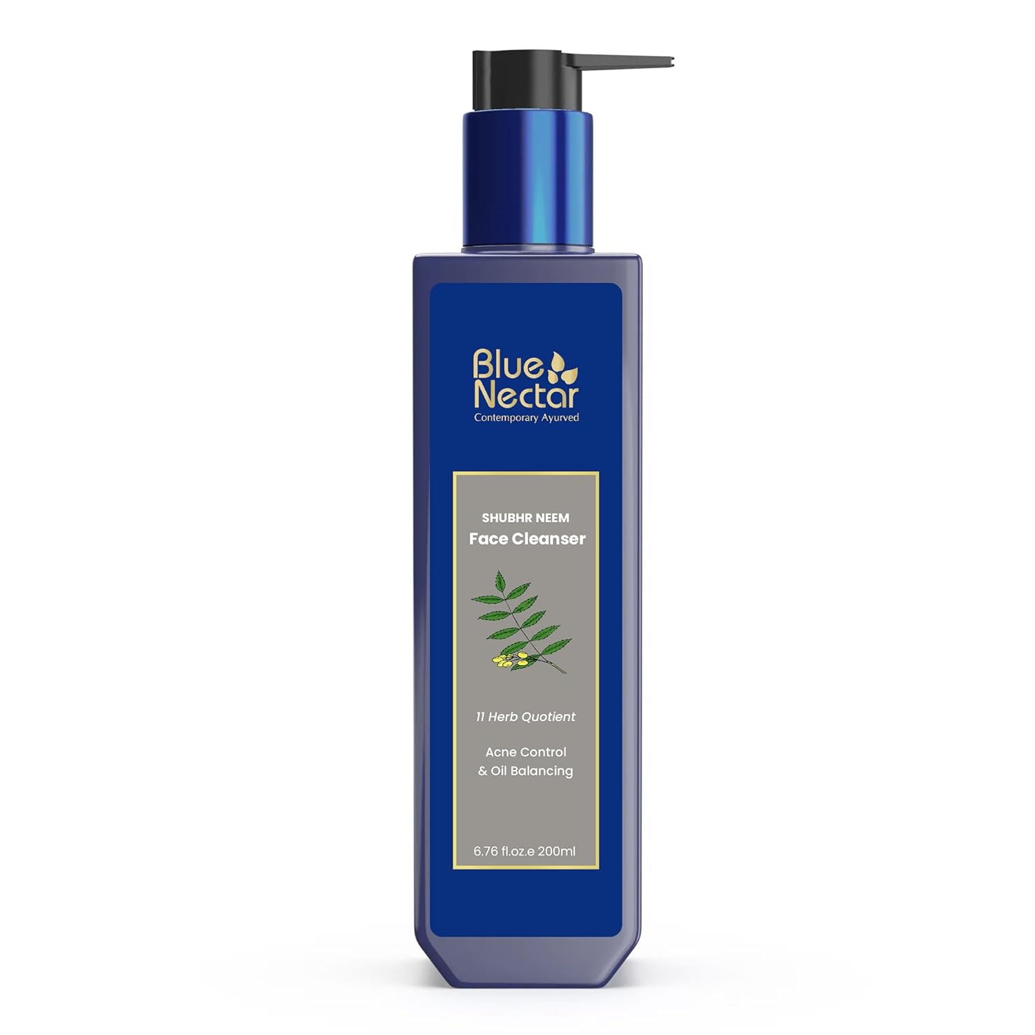 Blue Nectar Honey & Neem Face Wash for Oily & Acne Prone Skin | Natural Cleanser for Acne and Oil Control | Face Wash for Oily Skin with Vitamin C (11 Herbs, 200ml)