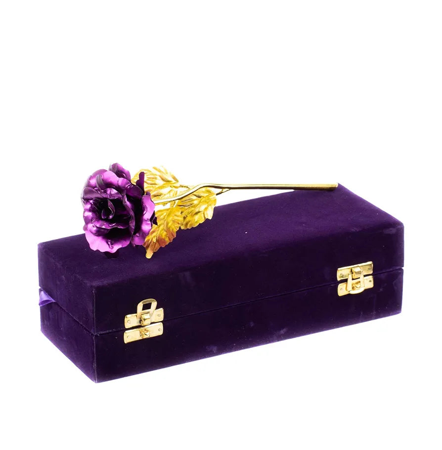 Forever Purple Rose Artificial Flower with Velvet Box Purple