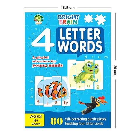 The Book Tree Bright Brain 4 Letter Words Puzzle Learn to Spell 20 Four Letter Words 80 Pieces