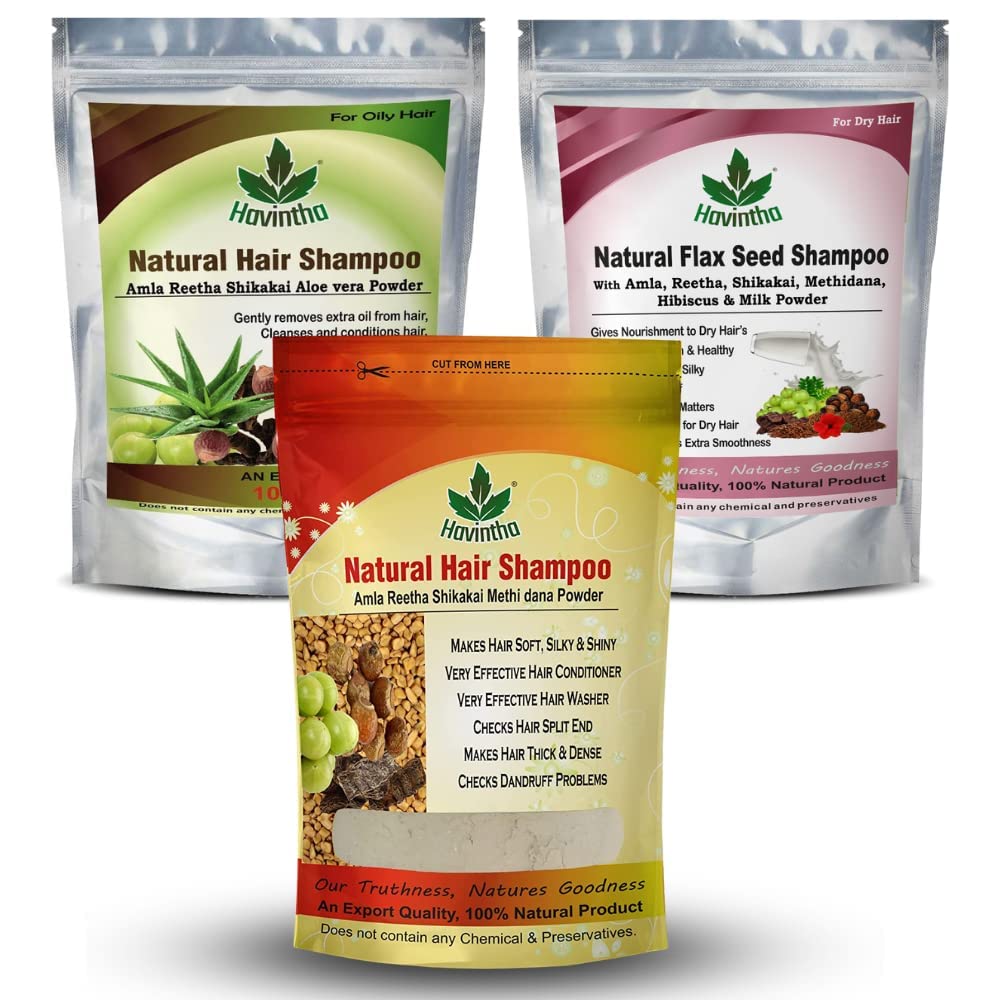 Havintha Natural Hair Shampoo - 3 Types of Shampoo - 227 gm (Combo Pack of 3)
